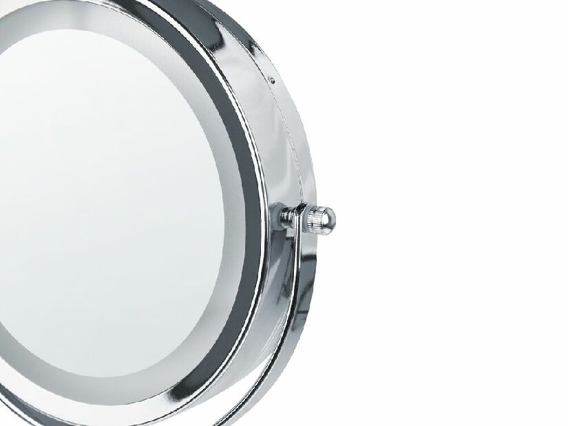 Kozmetické zrkadlo Shevaun (strieborná + biela) (s LED osvetlením)