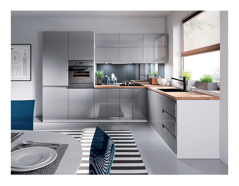 Dulap inferior de bucătărie D80S3 Aurellia (Alb + Gri lucios)