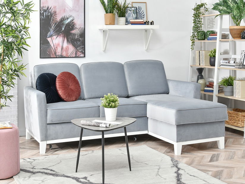 Rohová sedačka Biblioteca (sivá + biela)