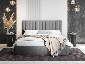 Manželská posteľ 140 cm Norway (sivá) (s roštom a úl. priestorom)