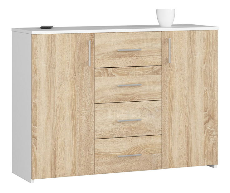 Komoda Kiran (biela + dub sonoma)