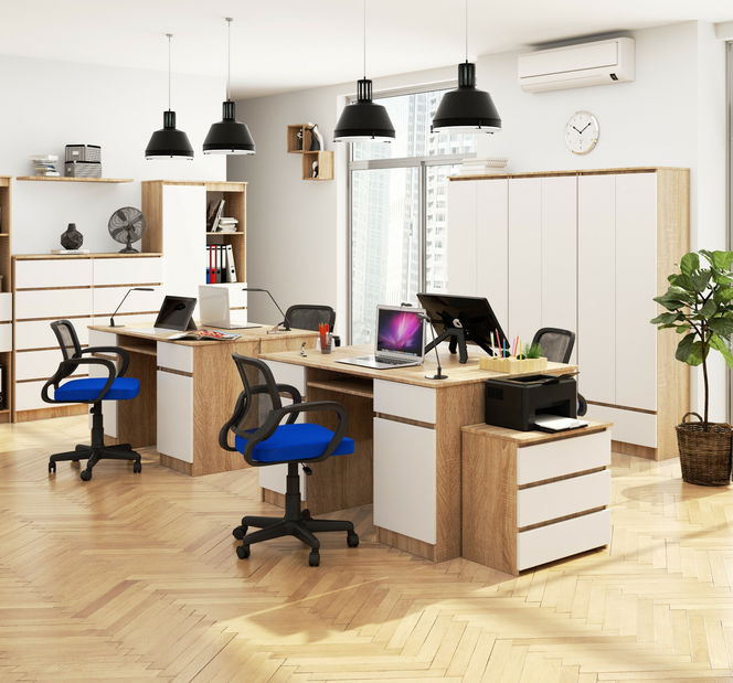 Masă PC Aranandose (stejar sonoma + alb)