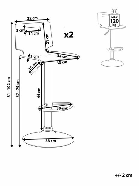 Set 2ks. barových stoličiek Mento (priehľadná)