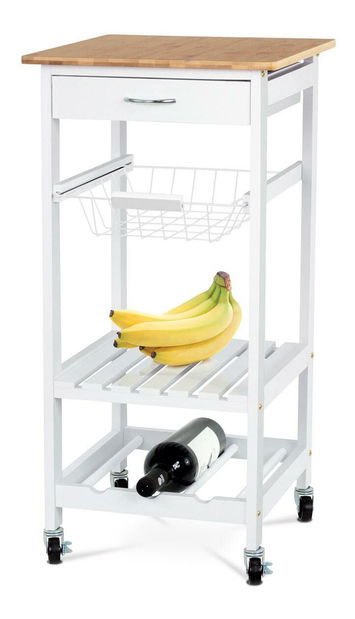 Servírovací stolík Dulcemente 2 (bambus + biela matná)