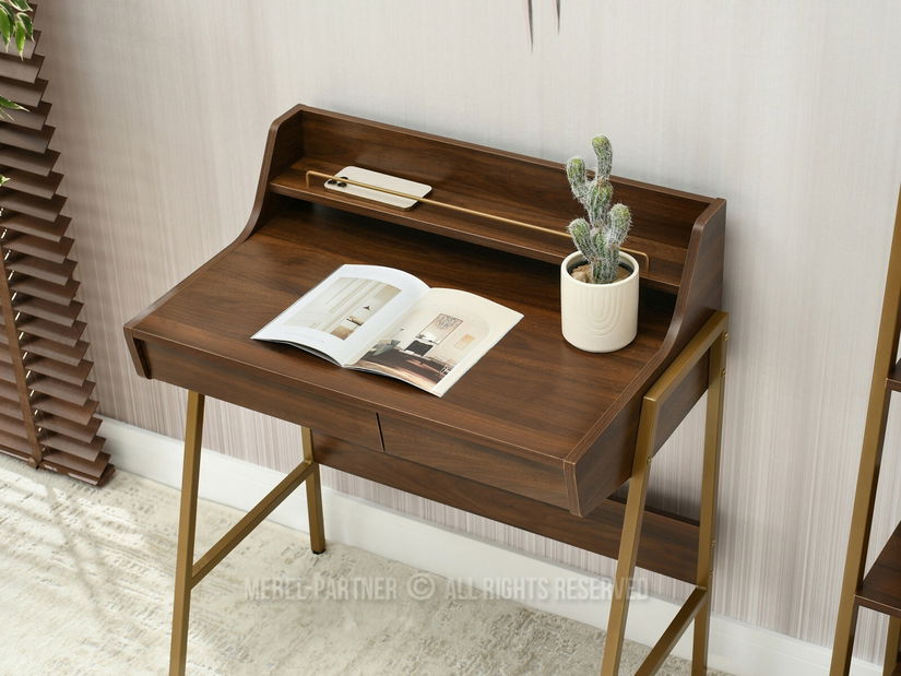 Masă PC Borge (nuc + auriu)