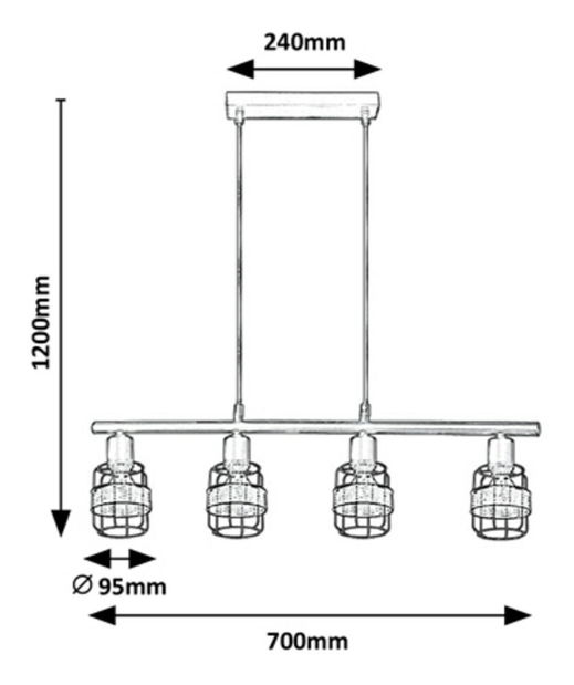Függesztett lámpa Hopei 5284 (natúr + fekete)