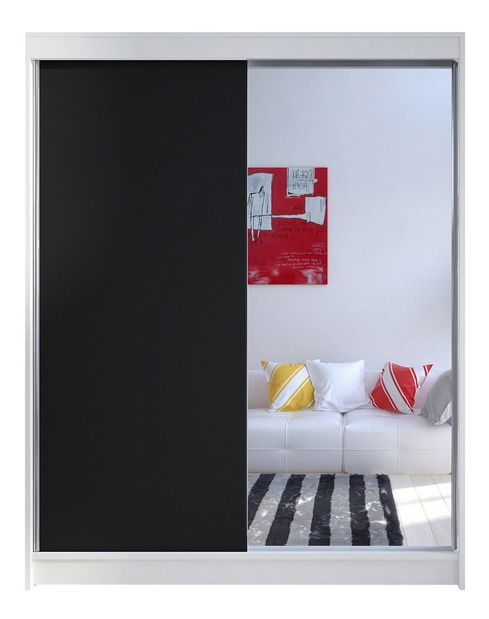 Ormar za garderobu Bianca V (crna + bijela + ogledalo)