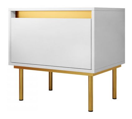 Nočný stolík Gelean 1SZ (biela + zlatá) 