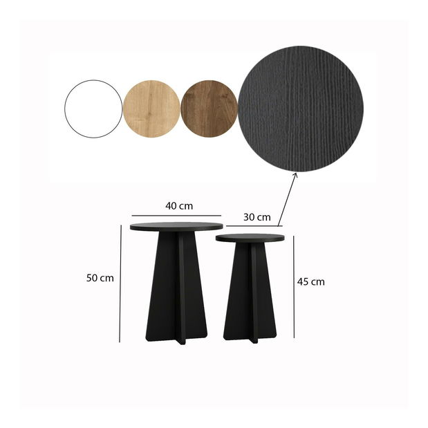 Set 4buc. măsuțe cafea Kabivo 2 (negru)