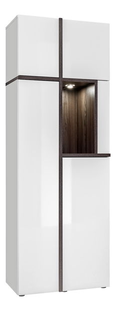 Dulap cu rafturi Carlyn 28 PEW CS WSW (alb mat + brest perlă + alb ultra lucios)