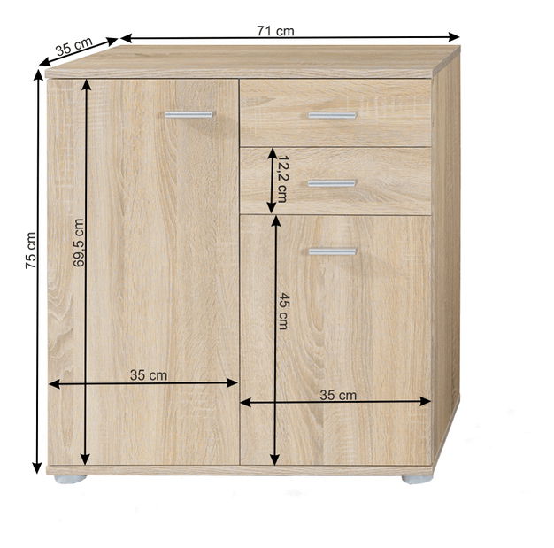 Comodă Tammy 2 2T2S (Stejar sonoma)