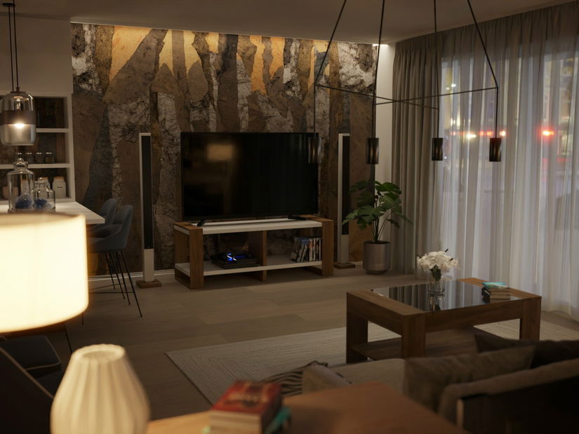 Masă TV Nicolas (alb) (fără iluminat)