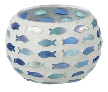 Sklo Jolipa Na čajovú sviečku Salty Denim (11x11x8cm) (Modrá)