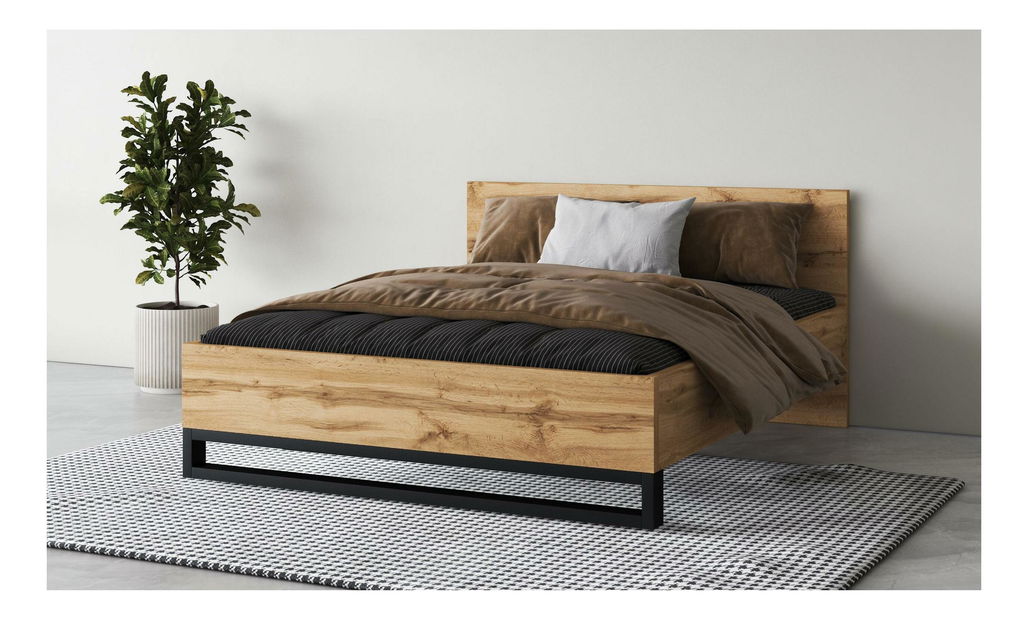 Bračni krevet Helles 160 (hrast wotan + crna)