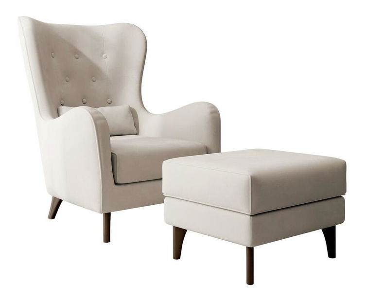 Kreslo s podnožkou Calimero II (krémová + wenge)