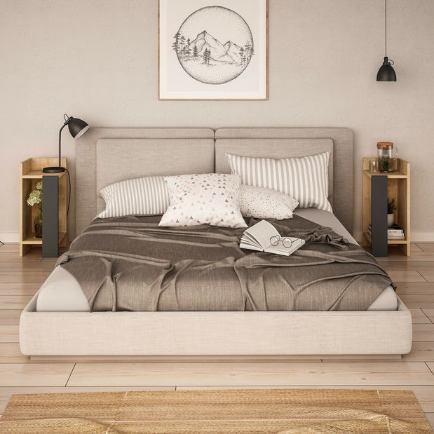 Nočný stolík Elmo 1 (Dub + Antracit)