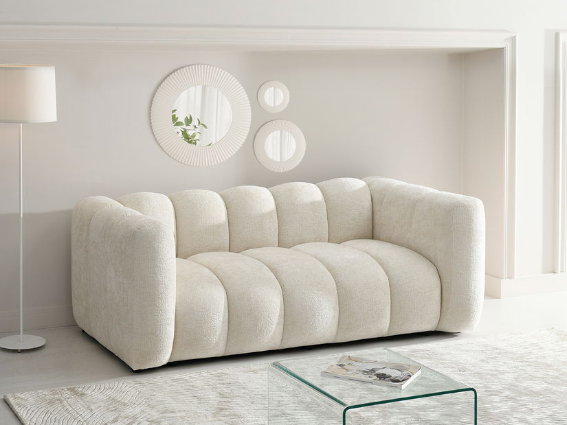 Pohovka dvojsedačka Ocupan (krémová + čierna)