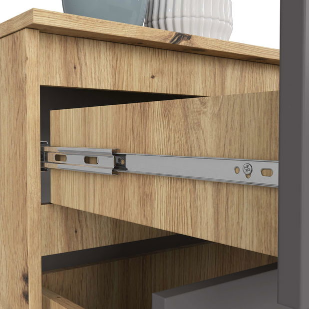 Comodă Kurtinaitis 4SZ (Stejar artisan + gri)