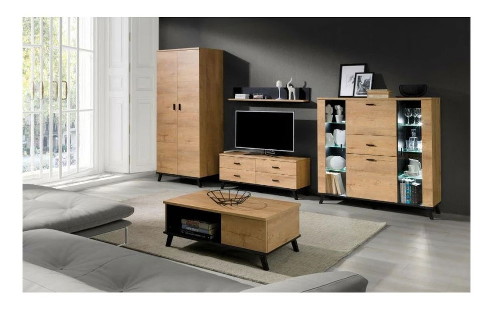 TV stolić/ormarić Joyce J7 (hrast lefkas + crna) 