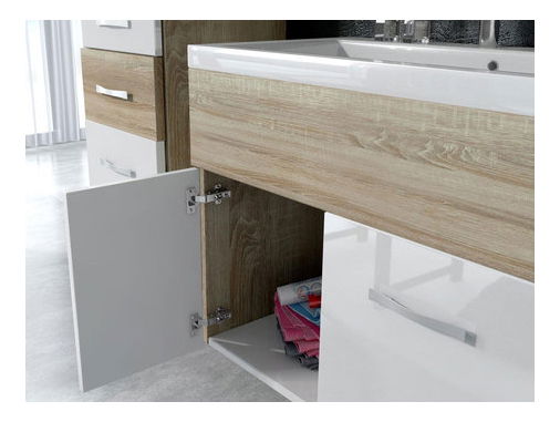 Kúpelňový nábytok Lomesa MDF (dub wotan + biely lamel) (so sifónom)