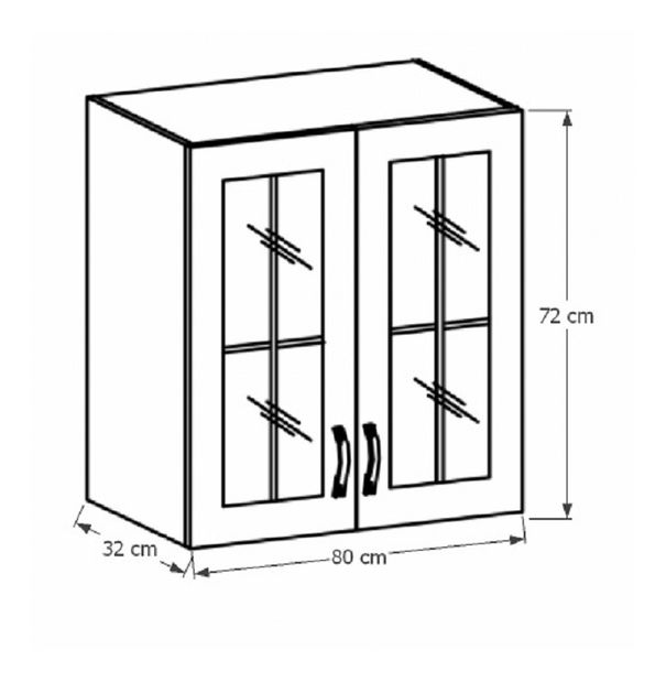 Felső konyhaszekrény üveg elemekkel G80S Provense (fehér + andersen erdei fenyő)