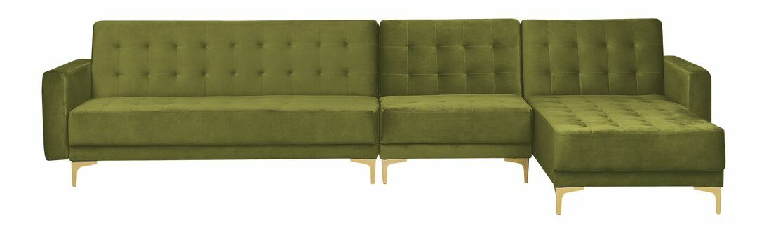 Rohová sedacia súprava s taburetkou Aberde (zelená) (L)