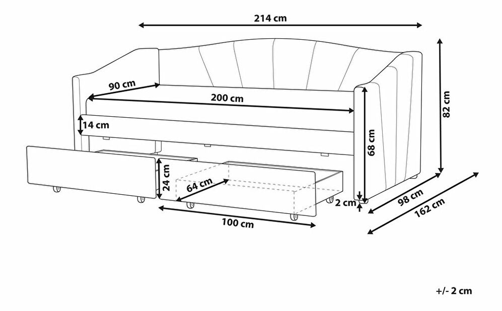 Jednostruki krevet 200 x 90 cm Vitto (crvena) (s podnicom i prostorom za odlaganje)