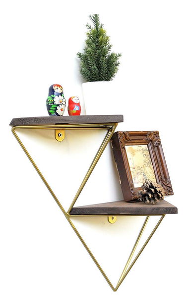 Raft decorativ de perete Duvelo 2 (Nuc + auriu) 