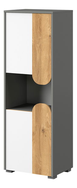 Comodă typ CA4 Caryl (deschis grafit + Alb lucios + Stejar nash)