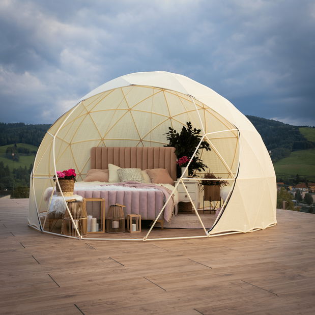 Pat matrimonial 140 cm Karilla (roz) (cu somieră)