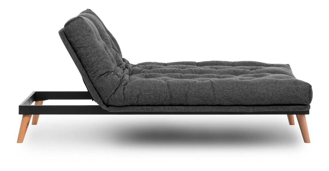 Sofa na razvlačenje Sakotta (tamnosiva + drvo)
