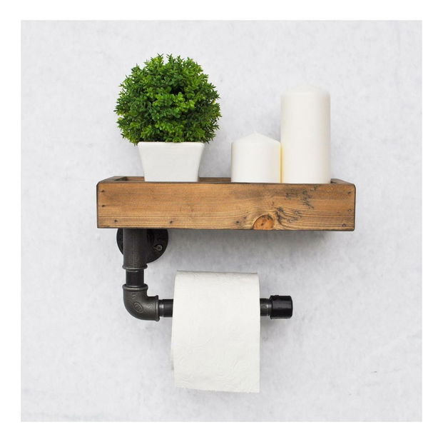 Držiak na toaletný papier Nenanu 17 (orech + čierna)