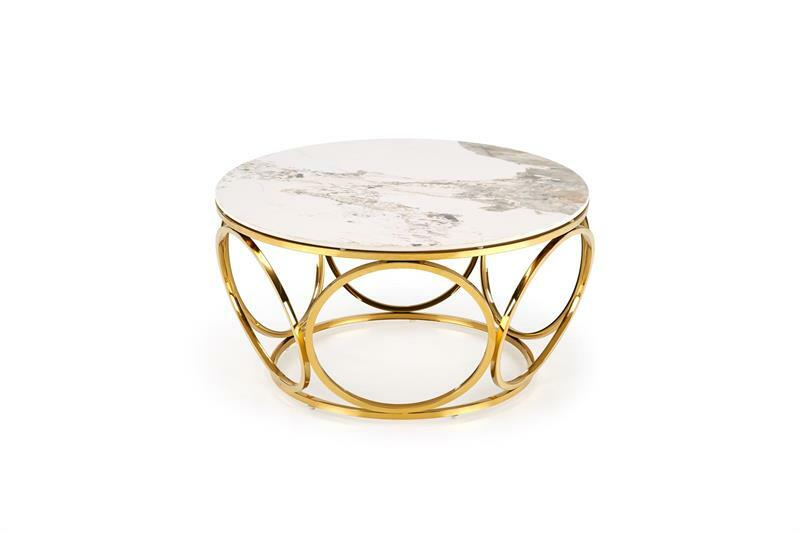 Konferenčný stolík Viviana 2 (biely mramor + zlatá)