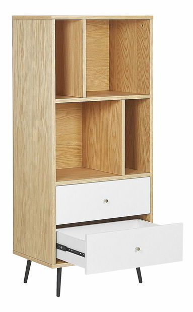 Regál RIMEN (svetlé drevo + biela)