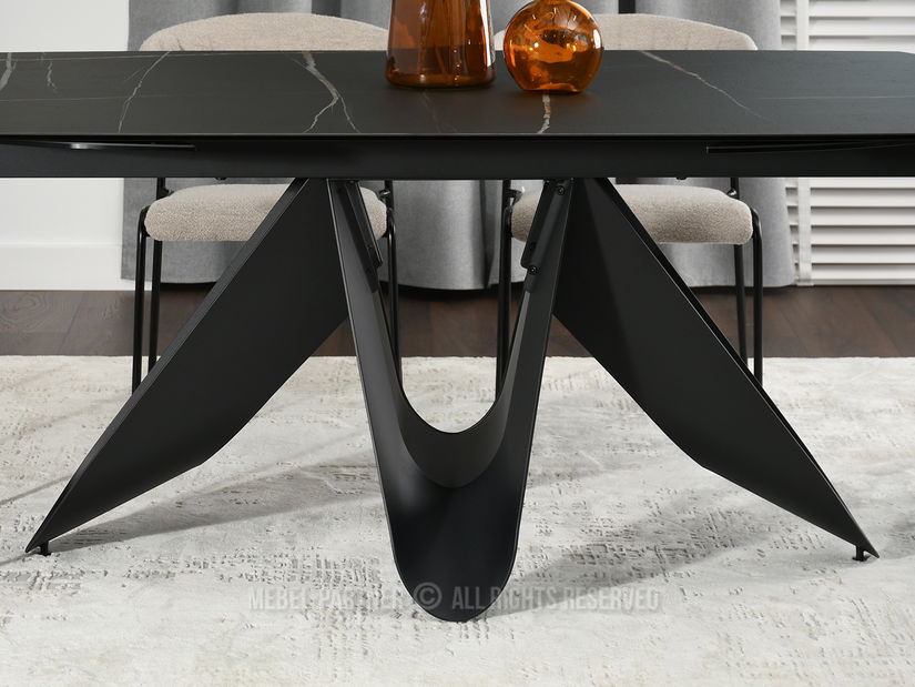 Masă de sufragerie Persi (marmură neagră + negru)