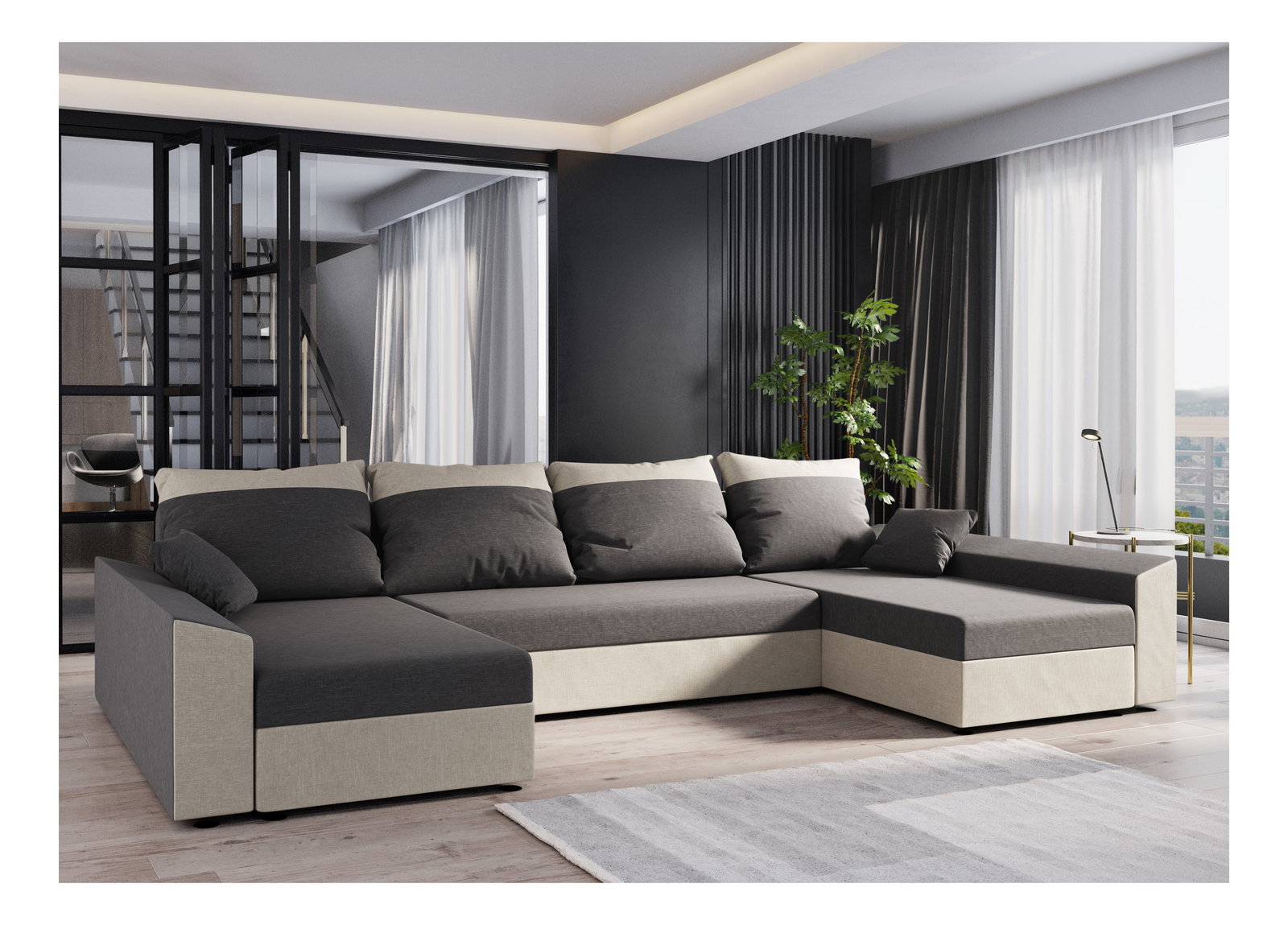 Rohová sedacia súprava U Paragon U (béžová + hnedá)