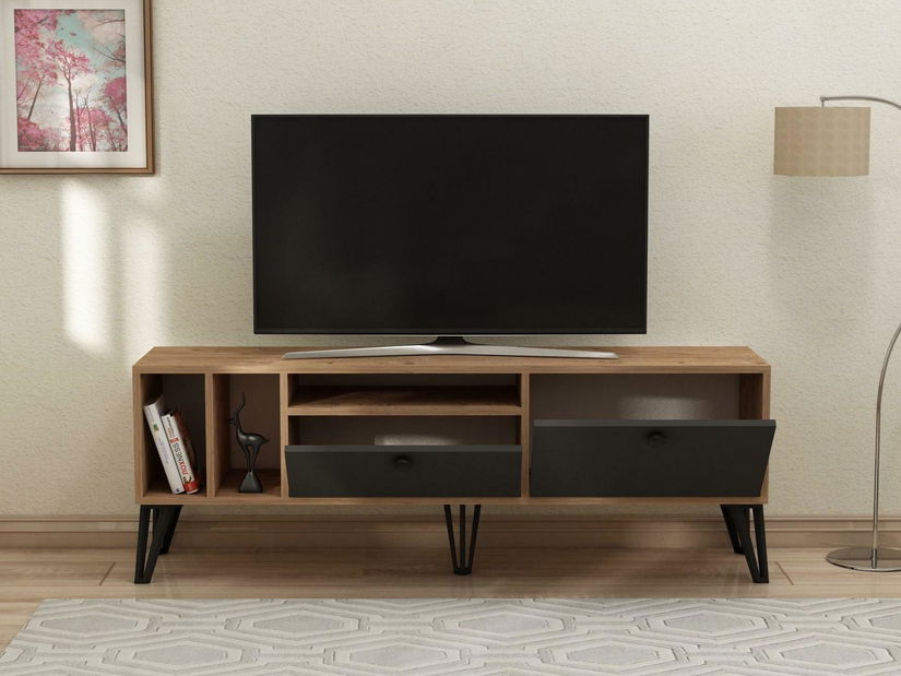 Masă TV/Dulap stejareki 2 (pin atlantic + negru) 