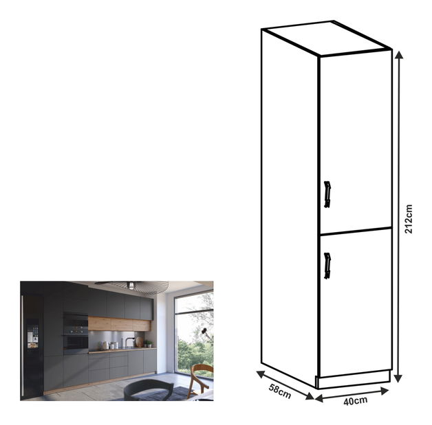 Potravinová kuchynská skrinka D40SP Langari (dub artisan + sivá matná) (P)