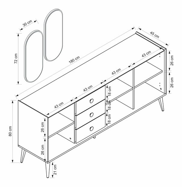 Comodă Mitriasso (alb)