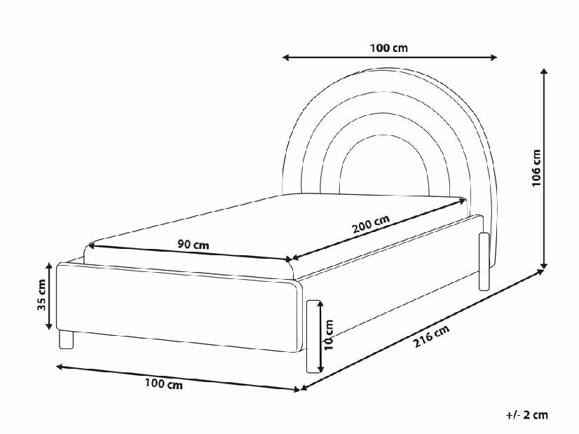 Jednostruki krevet 90 cm Annesile (plava) (s podnicom)