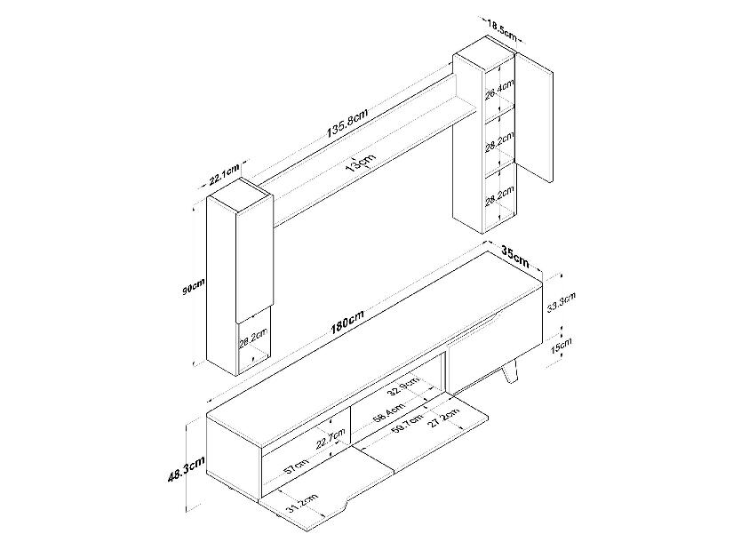 Mobilier living Mitevu 3 (alb + Nuc) 