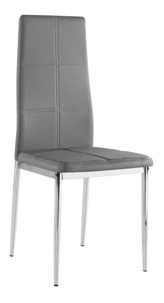 Scaun de sufragerie Lera (Gri închis + Crom)