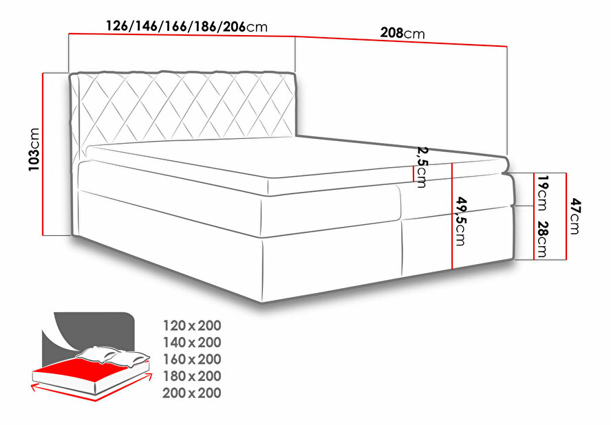 Manželská posteľ Boxspring 180 cm Narcyn (červená) *výpredaj