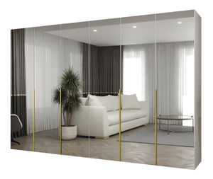 Dulap de haine 300 cm Alice 3 (alb + Auriu)