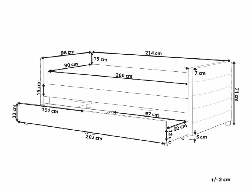 Jednostruki krevet 200 x 90 cm Marza (siva)