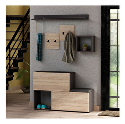 Set mobilier pentru hol Huan (antracit + stejar)