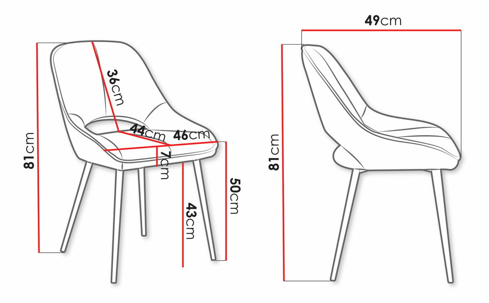 Set 2ks jedálenských stoličiek Archie DC 1143 (sivá + zlatá) 