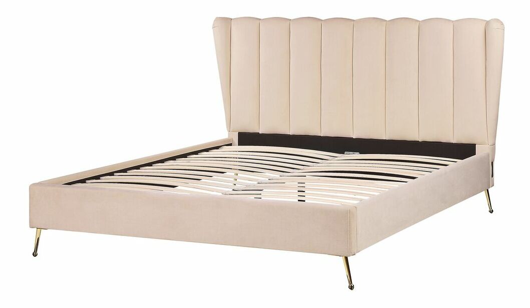 Manželská posteľ 160 cm Mirabell (béžová) (s roštom) (s USB portom)
