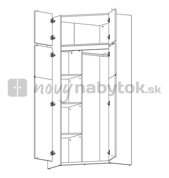 Sarok Ruhásszekrény Adelaide SZFN2D