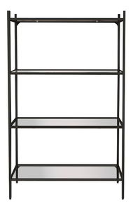 Regál Mortha (čierna + sklo)